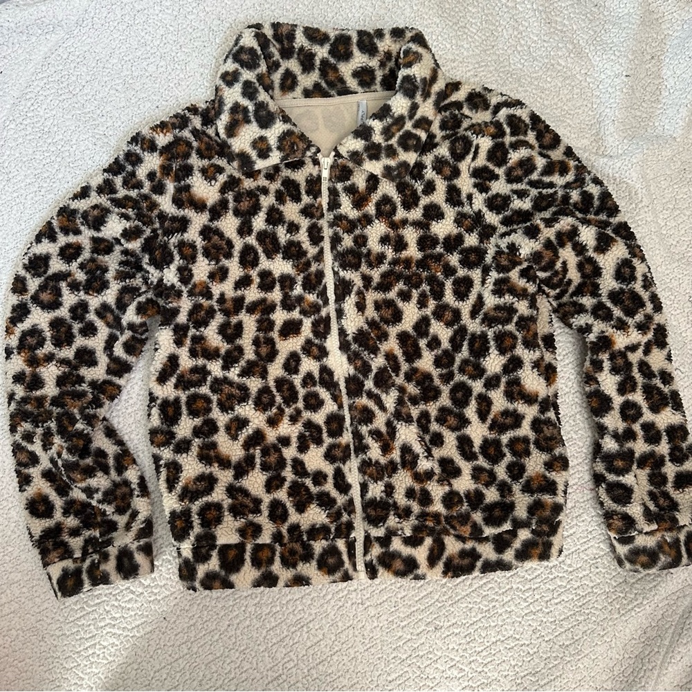 Z SUPPLY LEOPARD SHERPA TEDDY BEAR JACKET